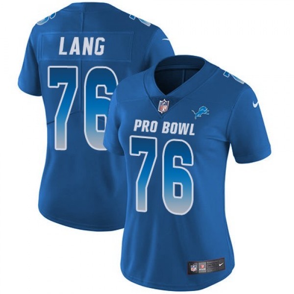 Women's Lions #76 T.J. Lang Royal Stitched NFL Limited NFC 2018 Pro Bowl Jersey