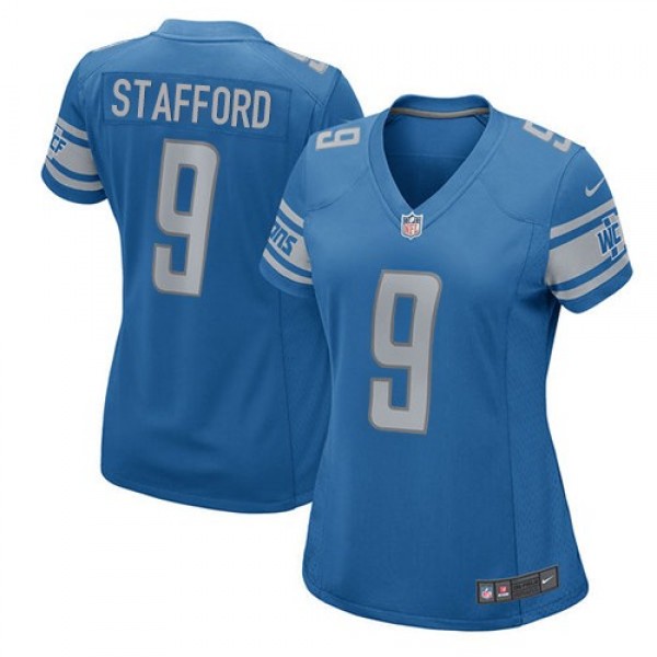Women's Lions #9 Matthew Stafford Light Blue Team Color Stitched NFL Elite Jersey