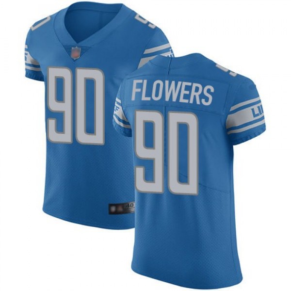 Nike Lions #90 Trey Flowers Blue Team Color Men's Stitched NFL Vapor Untouchable Elite Jersey