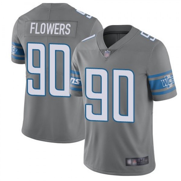 Nike Lions #90 Trey Flowers Gray Men's Stitched NFL Limited Rush Jersey