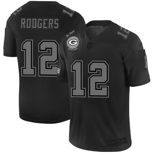 Green Bay Packers #12 Aaron Rodgers Men's Nike Black 2019 Salute to Service Limited Stitched NFL Jersey