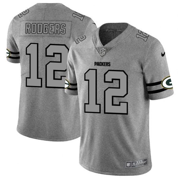 Green Bay Packers #12 Aaron Rodgers Men's Nike Gray Gridiron II Vapor Untouchable Limited NFL Jersey