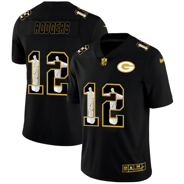 Green Bay Packers #12 Aaron Rodgers Nike Carbon Black Vapor Cristo Redentor Limited NFL Jersey