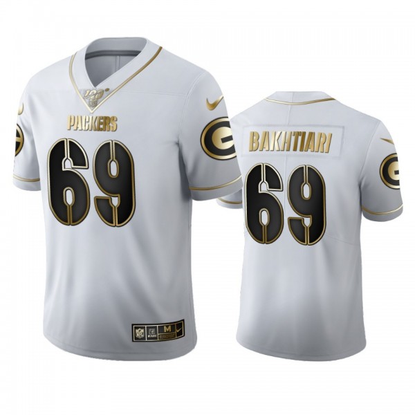 Green Bay Packers #69 David Bakhtiari Men's Nike White Golden Edition Vapor Limited NFL 100 Jersey