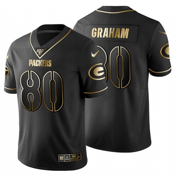 Green Bay Packers #80 Jimmy Graham Men's Nike Black Golden Limited NFL 100 Jersey