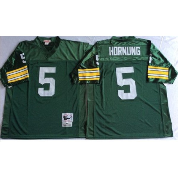 Mitchell And Ness 1966 Packers #5 Paul Hornung Green Throwback Stitched NFL Jersey