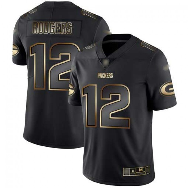Nike Packers #12 Aaron Rodgers Black/Gold Men's Stitched NFL Vapor Untouchable Limited Jersey