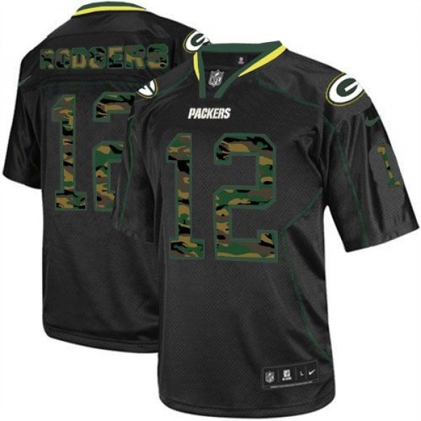 Nike Packers #12 Aaron Rodgers Black Men's Stitched NFL Elite Camo Fashion Jersey