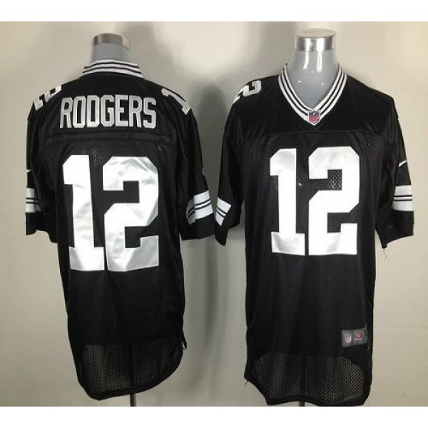 Nike Packers #12 Aaron Rodgers Black Shadow Men's Stitched NFL Elite Jersey