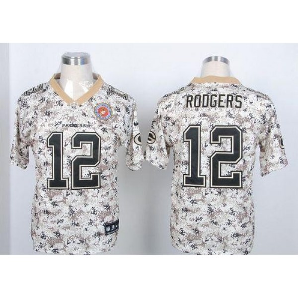 Nike Packers #12 Aaron Rodgers Camo USMC Men's Stitched NFL Elite Jersey