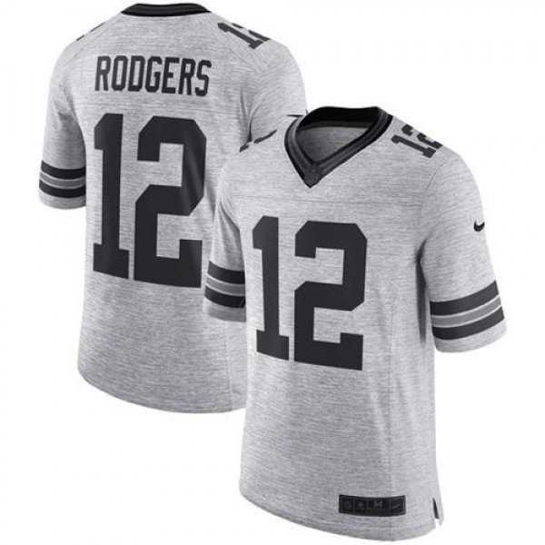 Nike Packers #12 Aaron Rodgers Gray Men's Stitched NFL Limited Gridiron Gray II Jersey