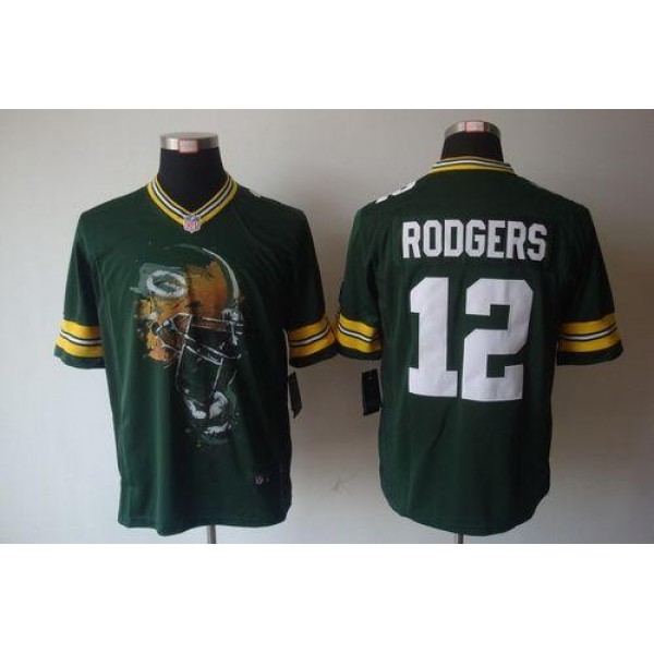Nike Packers #12 Aaron Rodgers Green Team Color Men's Stitched NFL Helmet Tri-Blend Limited Jersey