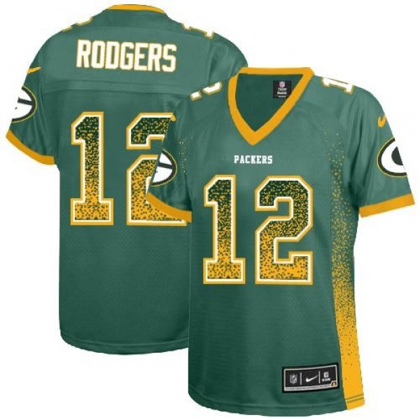 Women's Packers #12 Aaron Rodgers Green Team Color Stitched NFL Elite Drift Jersey