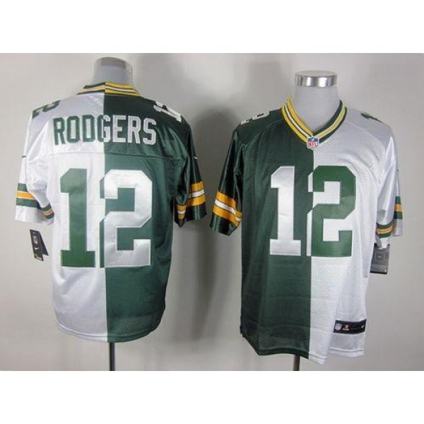 Nike Packers #12 Aaron Rodgers Green/White Men's Stitched NFL Elite Split Jersey