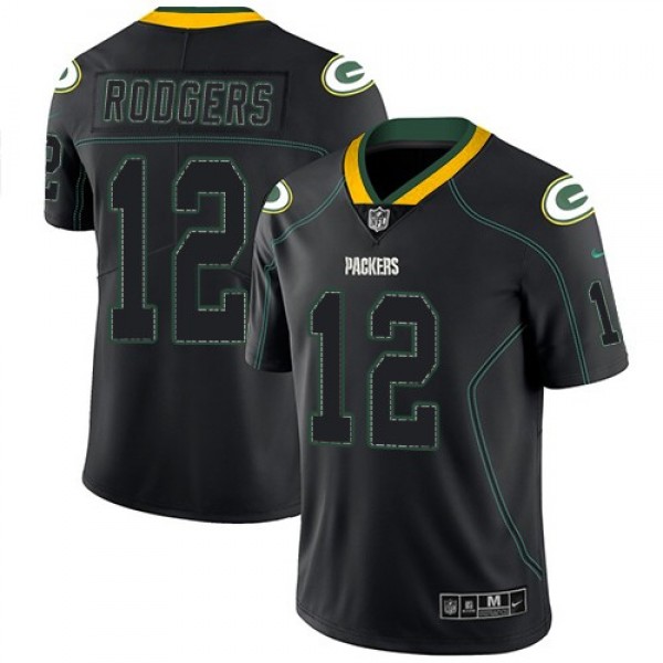 Nike Packers #12 Aaron Rodgers Lights Out Black Men's Stitched NFL Limited Rush Jersey