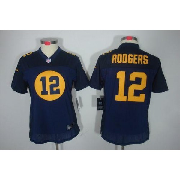 Women's Packers #12 Aaron Rodgers Navy Blue Alternate Stitched NFL Limited Jersey