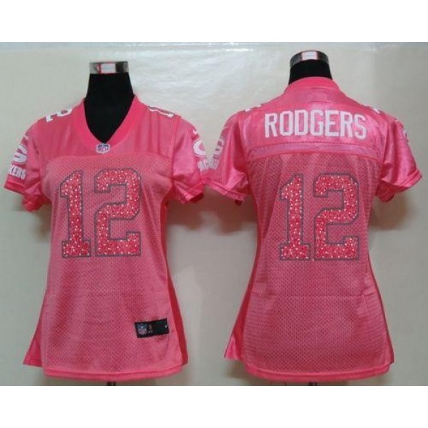 Women's Packers #12 Aaron Rodgers Pink Sweetheart NFL Game Jersey
