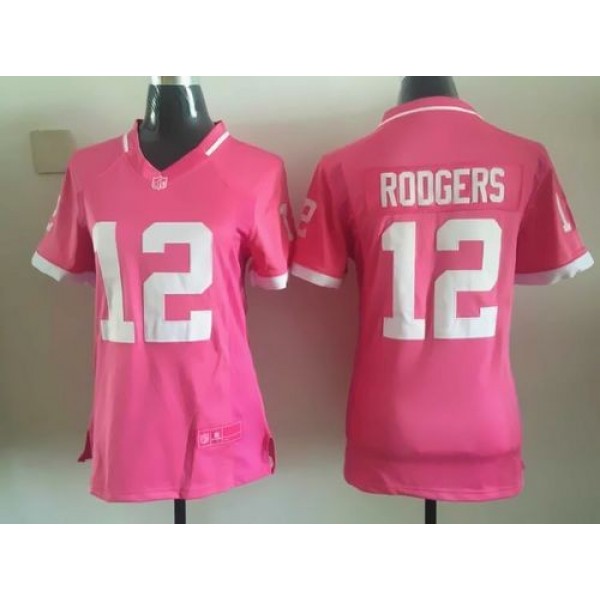 Women's Packers #12 Aaron Rodgers Pink Stitched NFL Elite Bubble Gum Jersey