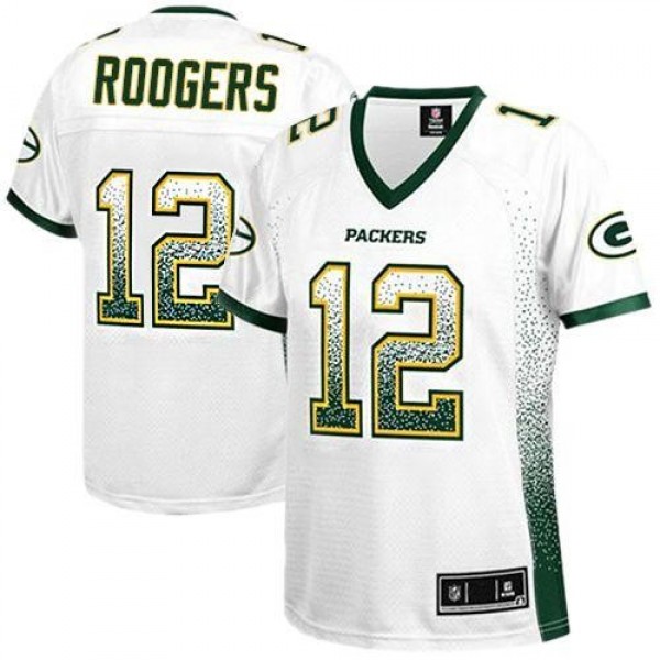 Women's Packers #12 Aaron Rodgers White Stitched NFL Elite Drift Jersey