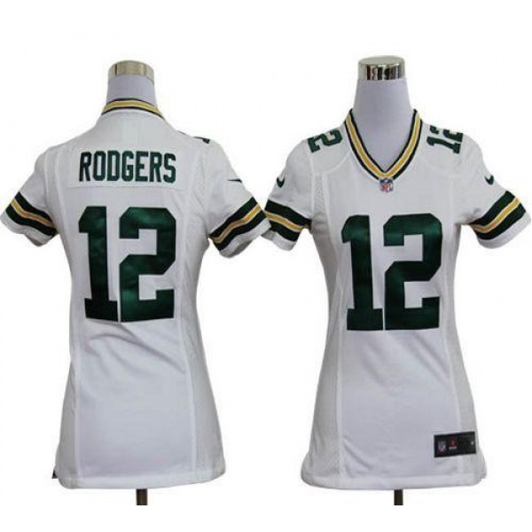 Women's Packers #12 Aaron Rodgers White Stitched NFL Elite Jersey