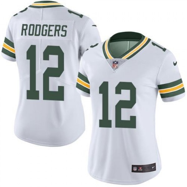 Women's Packers #12 Aaron Rodgers White Stitched NFL Vapor Untouchable Limited Jersey