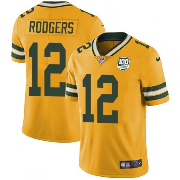 عبعب Nike Packers #12 Aaron Rodgers Yellow Men's 100th Season Stitched ... عبعب