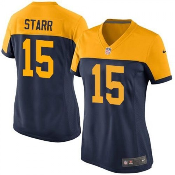 Women's Packers #15 Bart Starr Navy Blue Alternate Stitched NFL New Elite Jersey