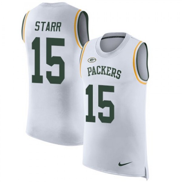 Nike Packers #15 Bart Starr White Men's Stitched NFL Limited Rush Tank Top Jersey