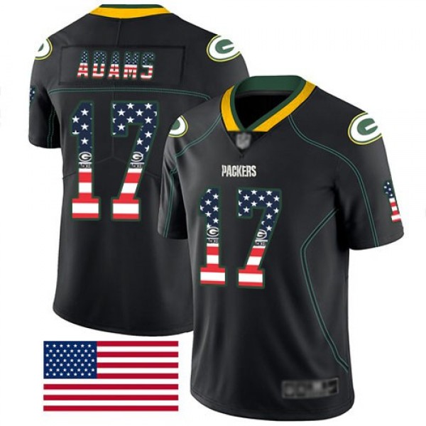 Nike Packers #17 Davante Adams Black Men's Stitched NFL Limited Rush USA Flag Jersey