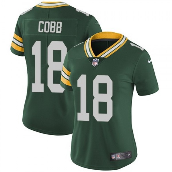 Women's Packers #18 Randall Cobb Green Team Color Stitched NFL Vapor Untouchable Limited Jersey