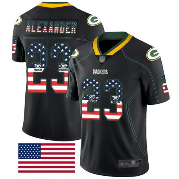 Nike Packers #23 Jaire Alexander Black Men's Stitched NFL Limited Rush USA Flag Jersey
