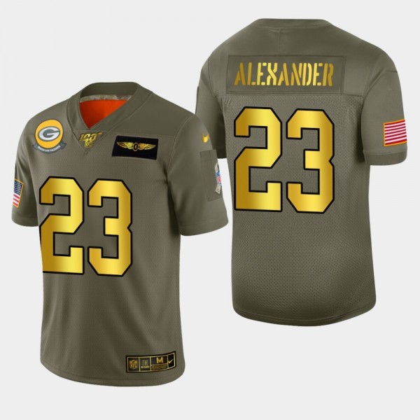 Nike Packers #23 Jaire Alexander Men's Olive Gold 2019 Salute to Service NFL 100 Limited Jersey