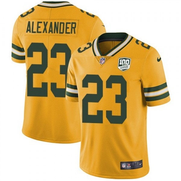 Nike Packers #23 Jaire Alexander Yellow Men's 100th Season Stitched NFL Limited Rush Jersey