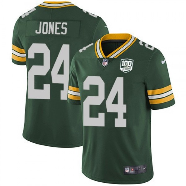 Nike Packers #24 Josh Jones Green Team Color Men's 100th Season Stitched NFL Vapor Untouchable Limited Jersey