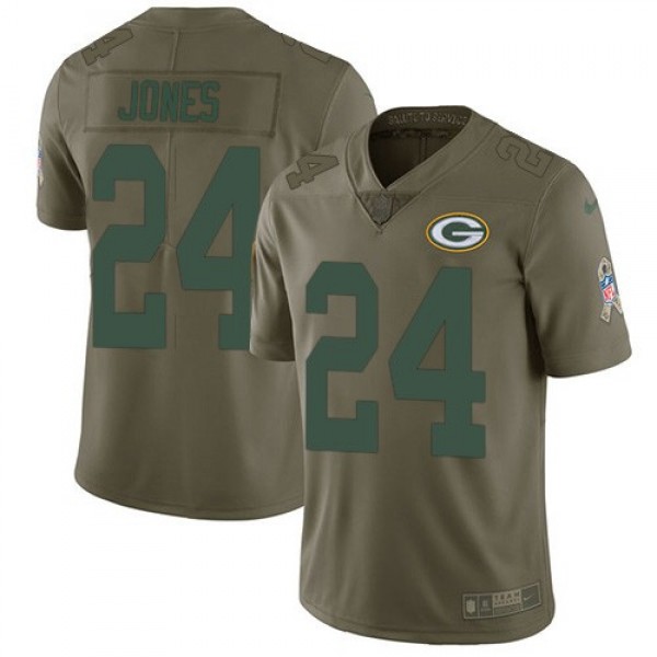 Nike Packers #24 Josh Jones Olive Men's Stitched NFL Limited 2017 Salute To Service Jersey