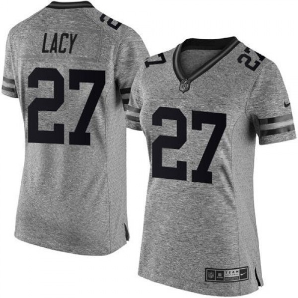 Women's Packers #27 Eddie Lacy Gray Stitched NFL Limited Gridiron Gray Jersey