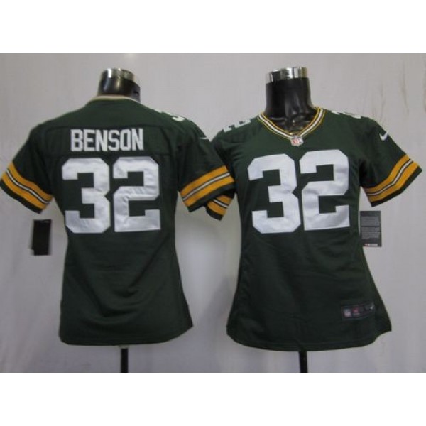 Women's Packers #32 Cedric Benson Green Team Color Stitched NFL Elite Jersey