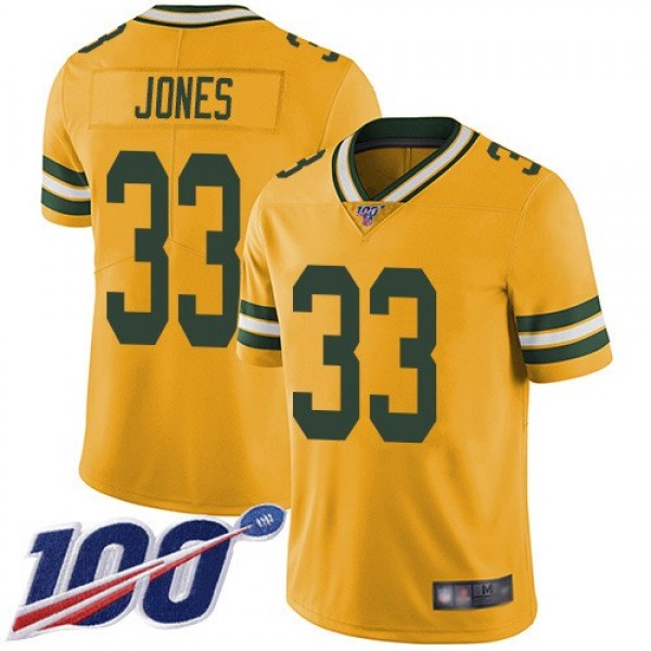 Nike Packers #33 Aaron Jones Yellow Men's Stitched NFL Limited Rush 100th Season Jersey
