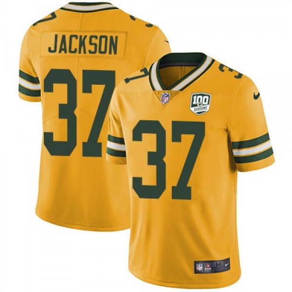 Nike Packers #37 Josh Jackson Yellow Men's 100th Season Stitched NFL Limited Rush Jersey