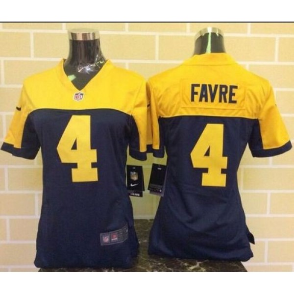 Women's Packers #4 Brett Favre Navy Blue Alternate Stitched NFL New Elite Jersey