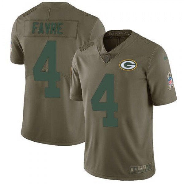 Nike Packers #4 Brett Favre Olive Men's Stitched NFL Limited 2017 Salute To Service Jersey