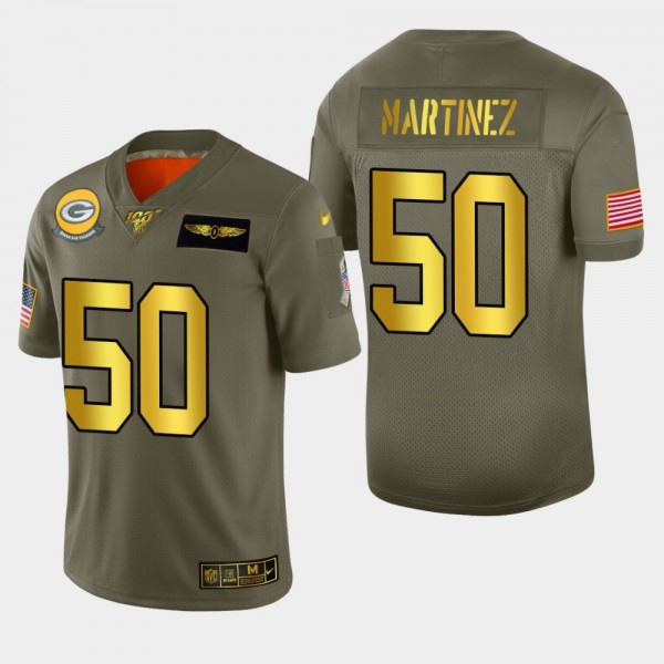 Nike Packers #50 Blake Martinez Men's Olive Gold 2019 Salute to Service NFL 100 Limited Jersey