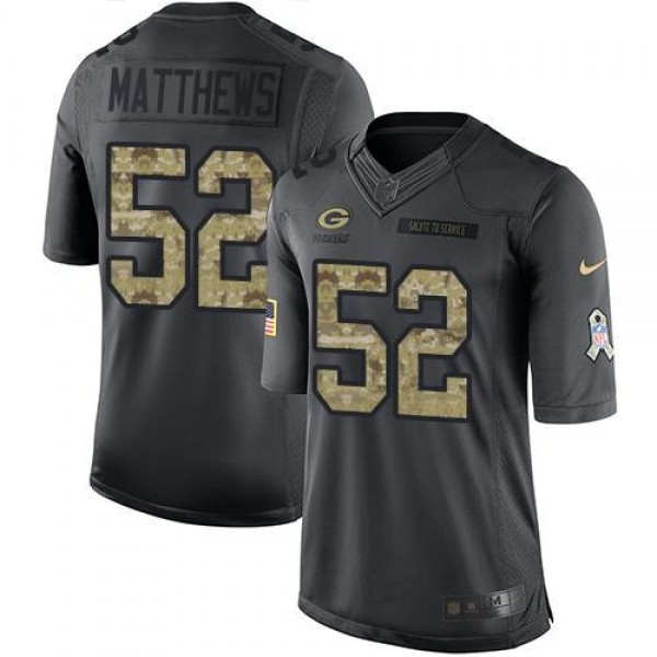 Nike Packers #52 Clay Matthews Black Men's Stitched NFL Limited 2016 Salute To Service Jersey