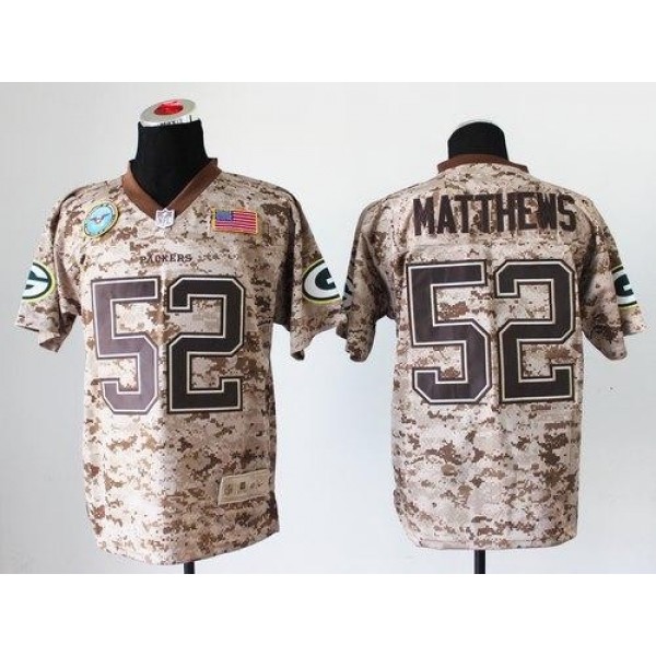 Nike Packers #52 Clay Matthews Camo Men's Stitched NFL New Elite USMC Jersey