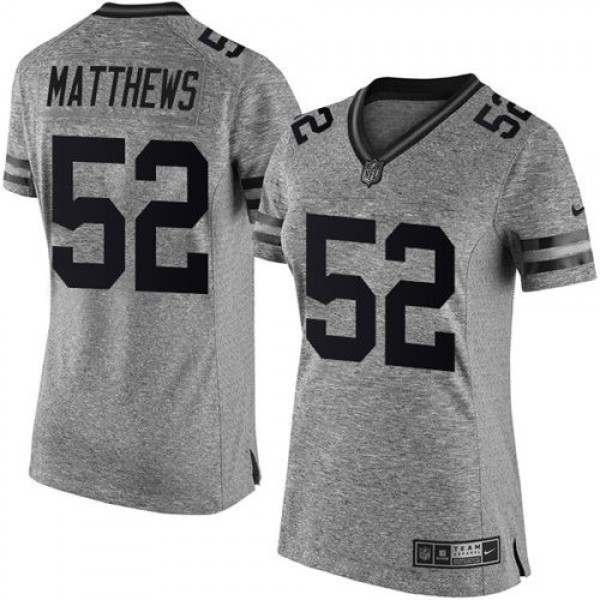 Women's Packers #52 Clay Matthews Gray Stitched NFL Limited Gridiron Gray Jersey