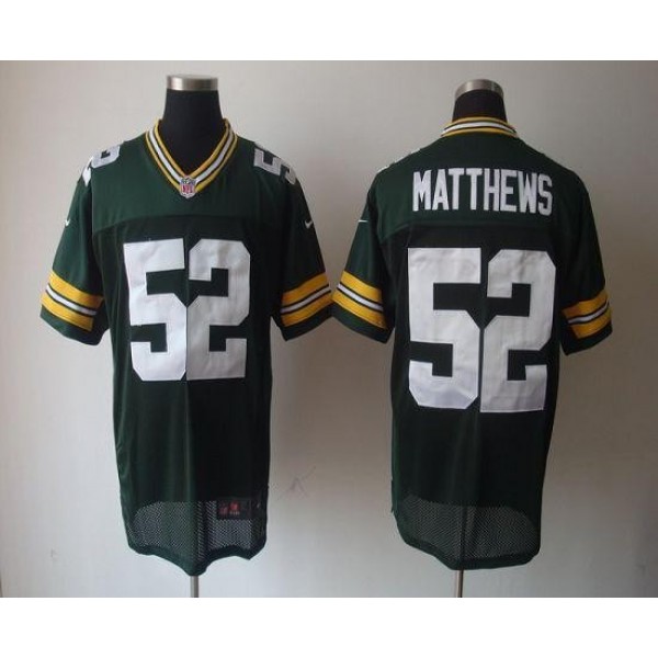 Nike Packers #52 Clay Matthews Green Team Color Men's Stitched NFL Elite Jersey