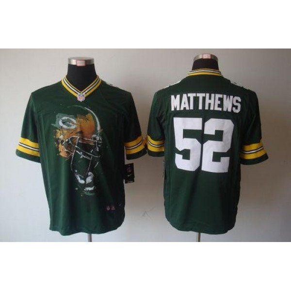 Nike Packers #52 Clay Matthews Green Team Color Men's Stitched NFL Helmet Tri-Blend Limited Jersey