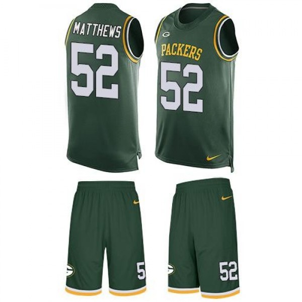 Nike Packers #52 Clay Matthews Green Team Color Men's Stitched NFL Limited Tank Top Suit Jersey