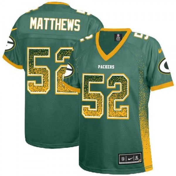 Women's Packers #52 Clay Matthews Green Team Color Stitched NFL Elite Drift Jersey