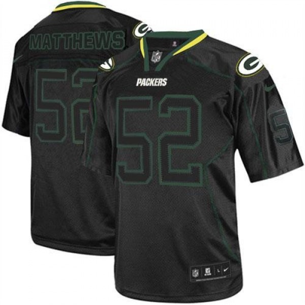 Nike Packers #52 Clay Matthews Lights Out Black Men's Stitched NFL Elite Jersey